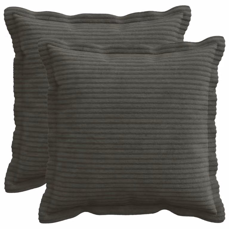 Set di 2 federe vidaXL HOUTEN in velluto a coste, colore antracite, 35 x 35 cm