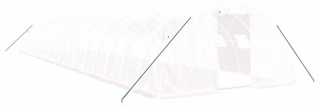 Serra da giardino con struttura in acciaio – 18x4x2 metri – Materiali: polietilene e acciaio zincato – Colore: bianco