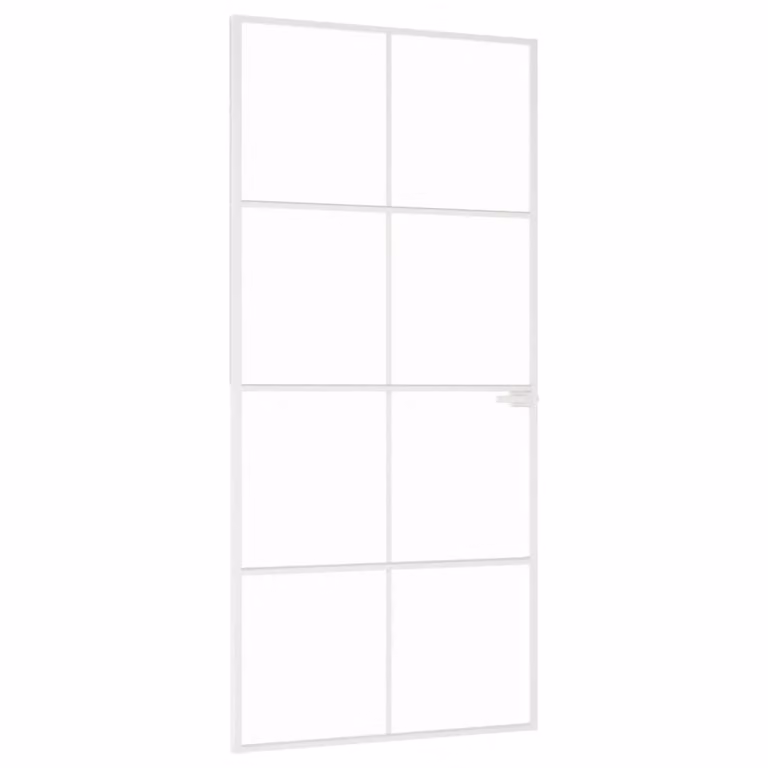 Porta Interna Bianca 93x201,5cm Vetro Temperato Alluminio Slim