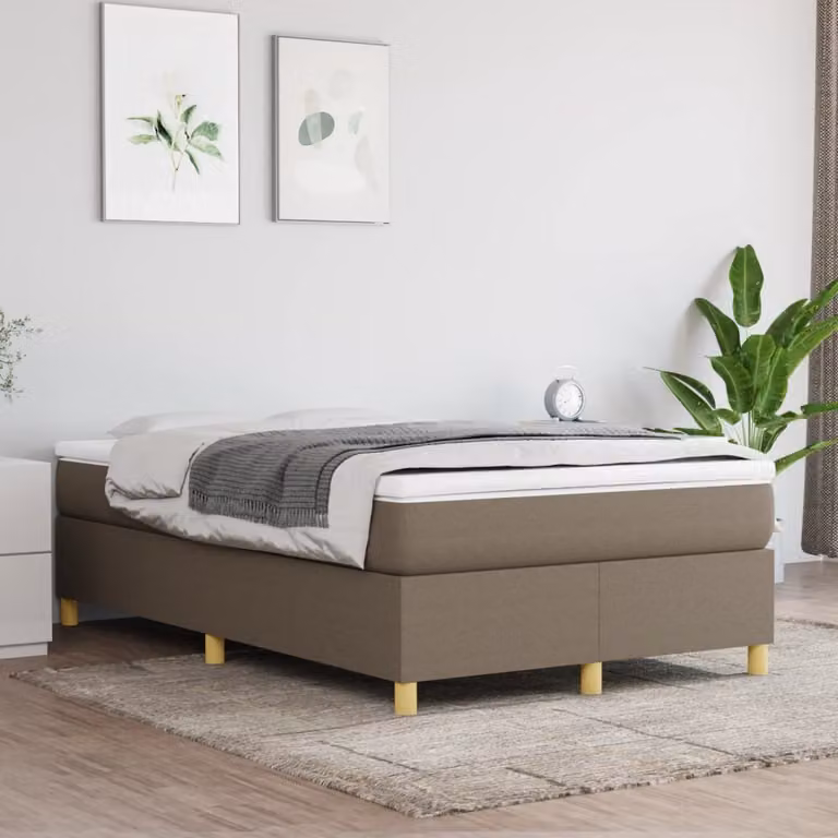 The Living Store Box spring bed Taupe 120x200 cm Tessuto