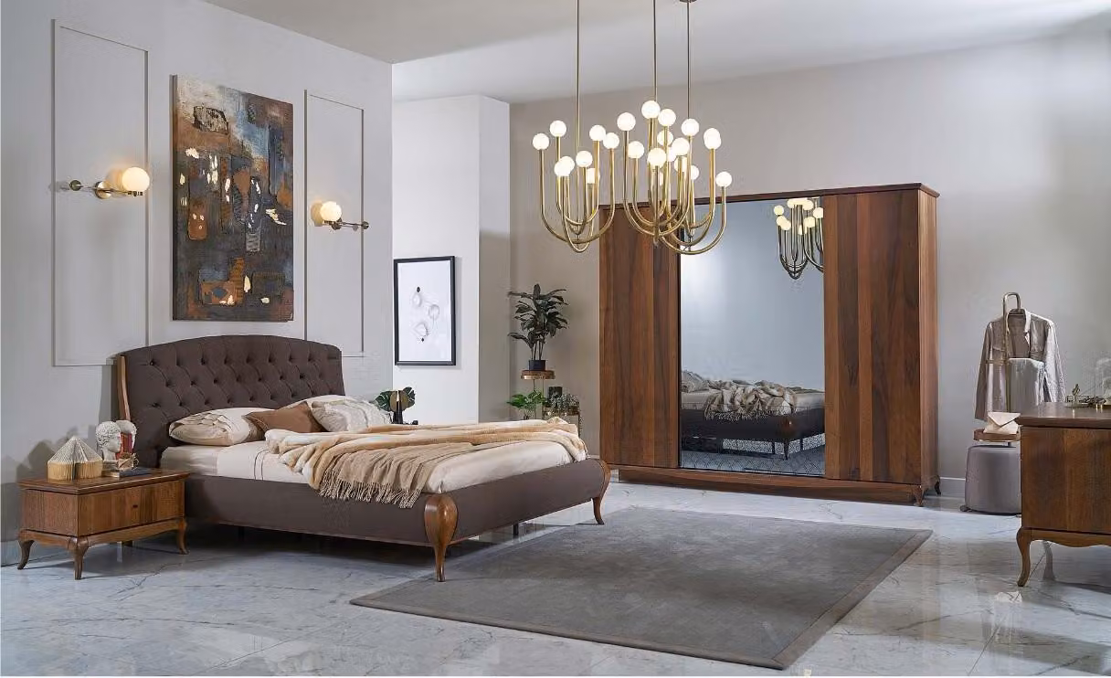 Doppelbett Komplette Schlafzimmer Bett Set 4tlg Bettrahmen Braun 180