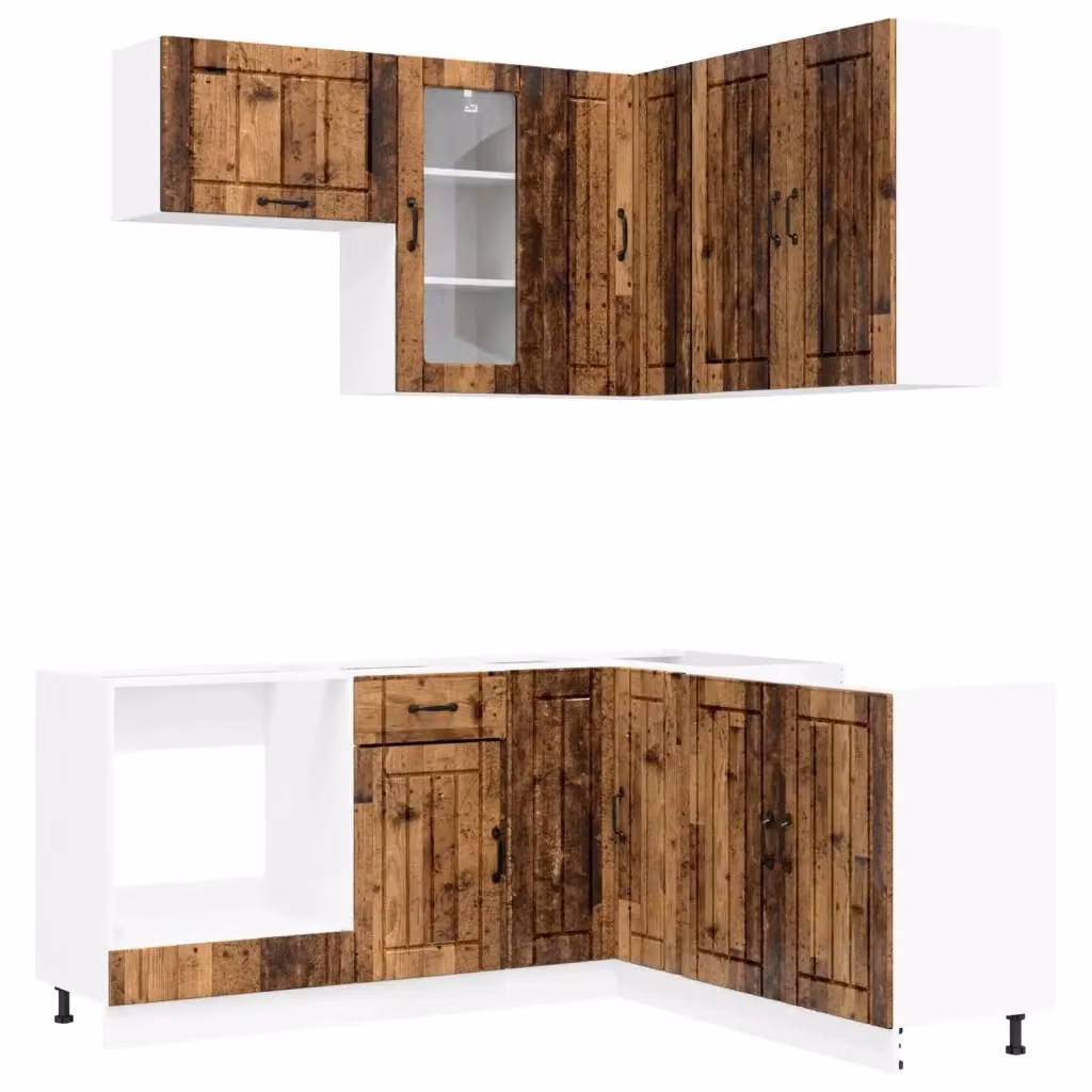 Unità cucina vidaXL LUCCA 8 pezzi in legno marrone con ante in vetro e design minimalista – 2