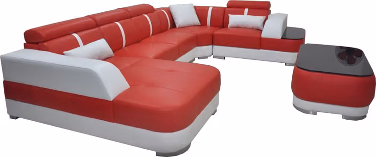Design Eck Couch Sitz Leder Polster Ecke Garnitur Wohnlandschaft Sofa mit USB