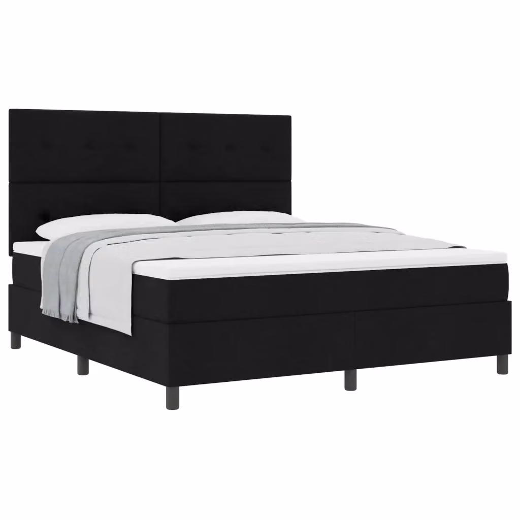 Letto a molle con testiera vidaXL in tessuto nero L 180 x P 200 cm – 2