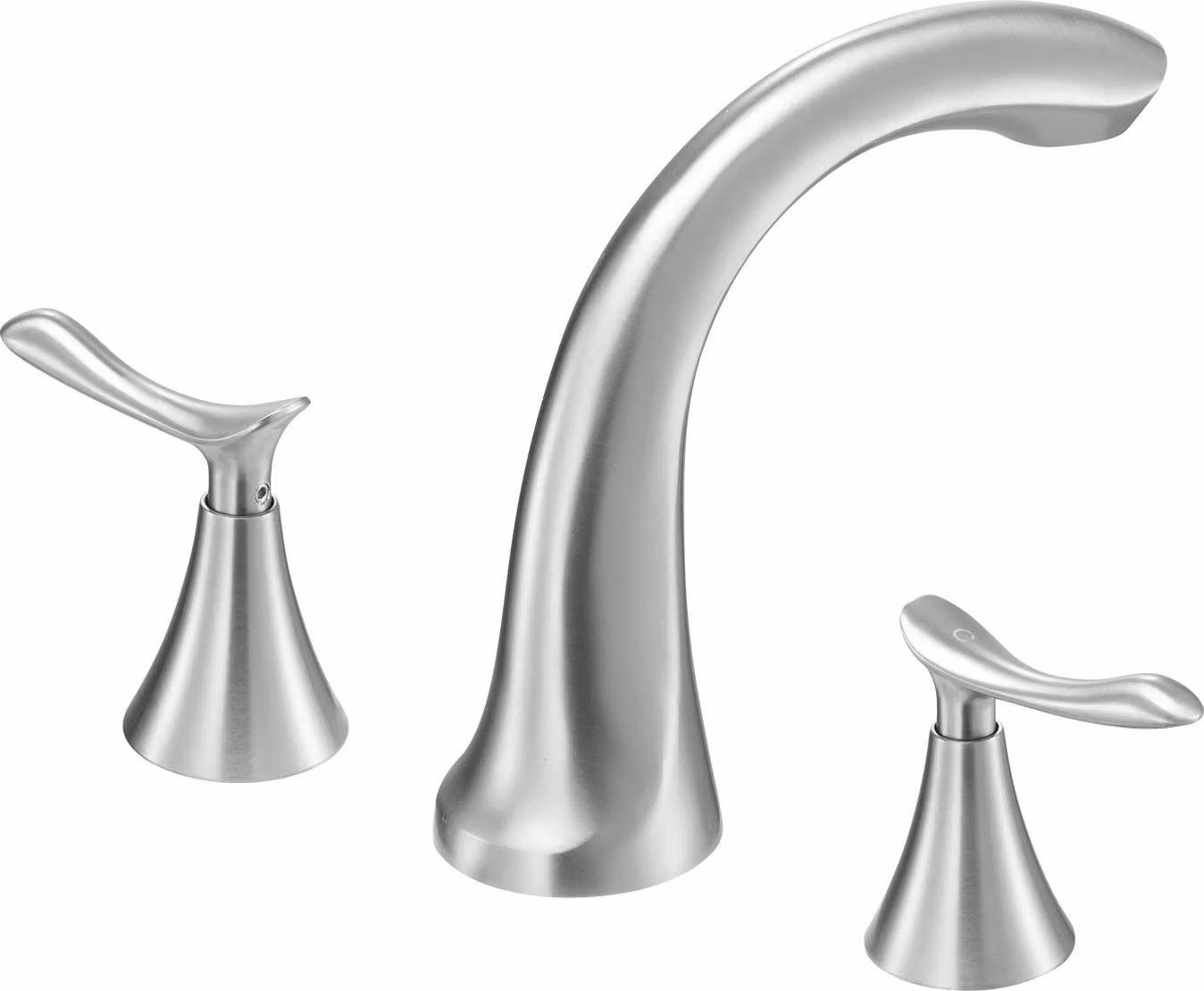 SucceBuy Rubinetto romano per vasca da bagno con design a 3 fori e 2 maniglie, set di miscelatori per vasca da bagno in acciaio inox spazzolato con bocca alta e curva per il montaggio a ponte e controllo preciso della temperatura