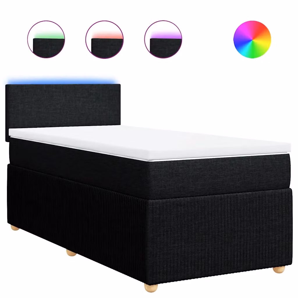 Letto Ibrido vidaXL con Materasso Nero e Bianco, Illuminazione Sotto il Letto e Porta di Ricarica USB, L 100 x P 200 cm – 2