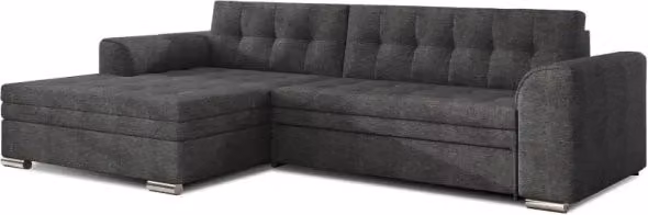 Divano angolare convertibile MEUBLORAMA con funzione letto, modello moderno a L con angolo sinistro, rivestimento in tessuto grigio, L 274 x P 165 x H 78 cm – 1