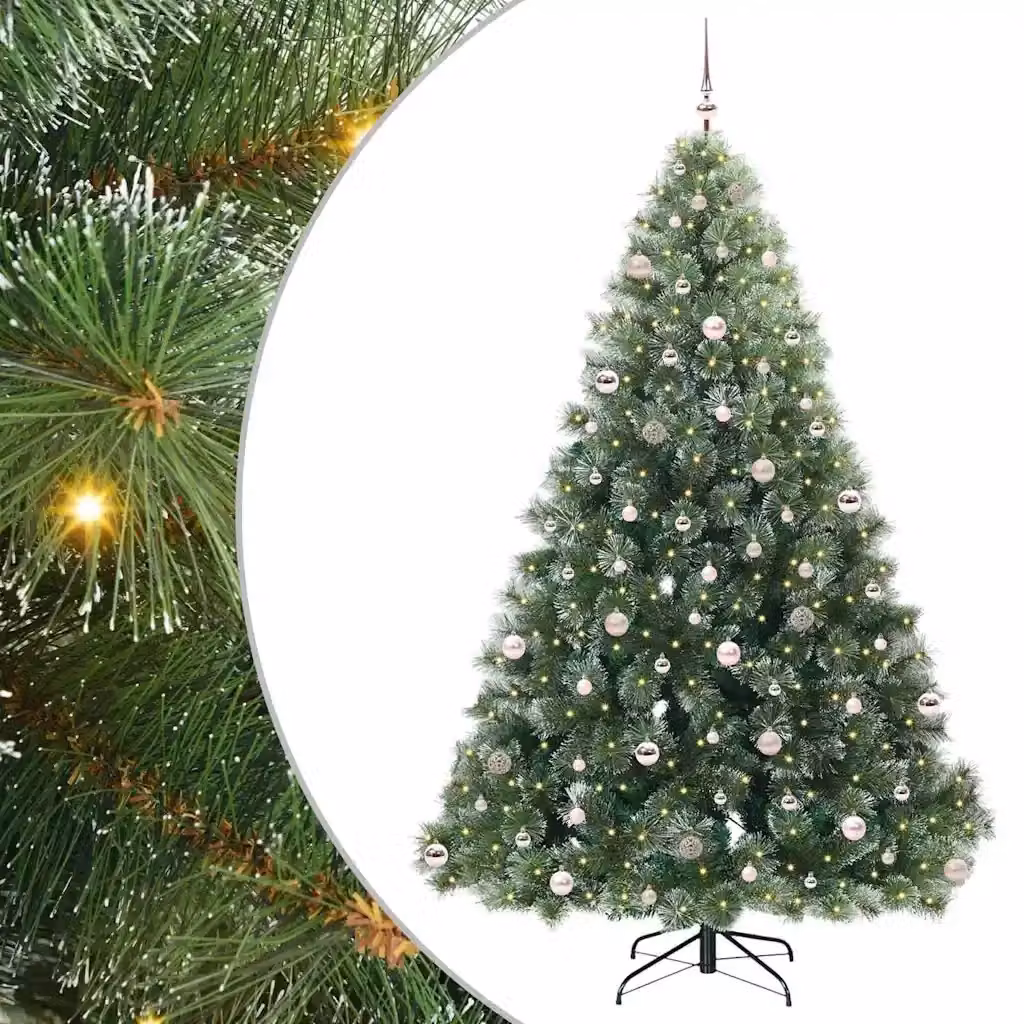 Albero di Natale artificiale moderno vidaXL verde con 300 LED luce bianca calda in PE e PVC, Altezza: 240 cm – 2