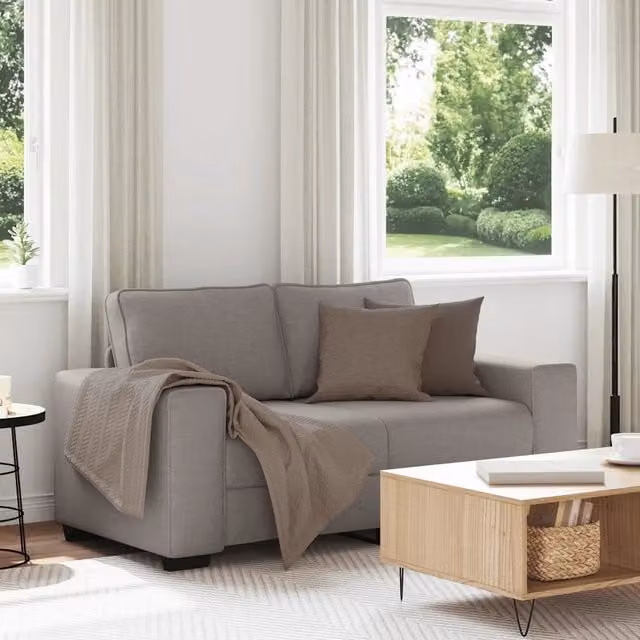 Divano a 2 posti moderno vidaXL in tessuto beige e grigio L: 160 cm, P: 77 cm, H: 82 cm