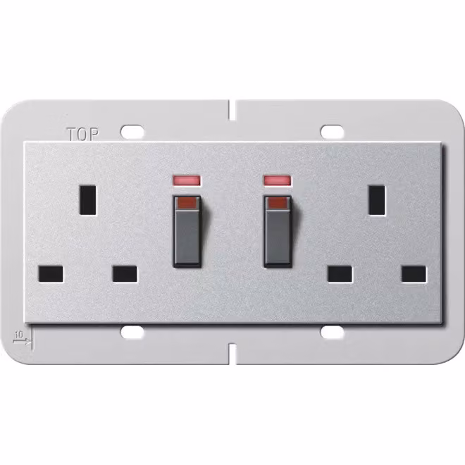 Gira 278426 Presa doppia BS 13 A con interruttore, sistema 55 BS 80, colore alluminio