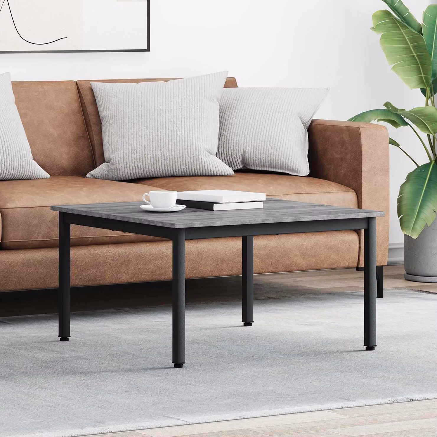 Maison Exclusive - Tavolino Sonoma grigio, 80 x 80 x 45 cm, realizzato in legno composito