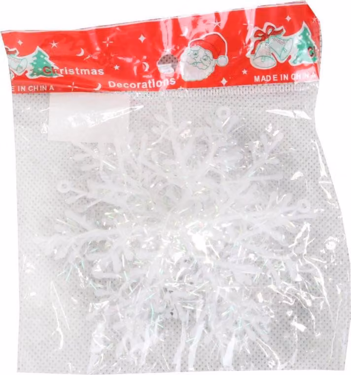 Ciondolo natalizio a forma di fiocco di neve iridescente 12 cm, bianco