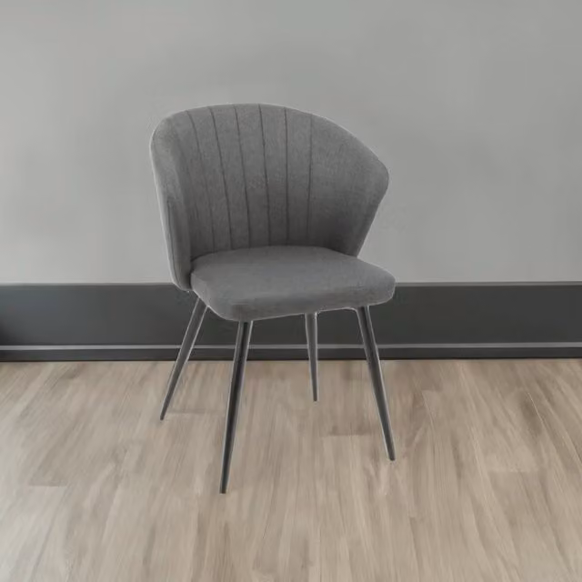 Set di 2 sedie Krid in tessuto velluto grigio scuro con piedi in metallo nero per soggiorno e sala da pranzo