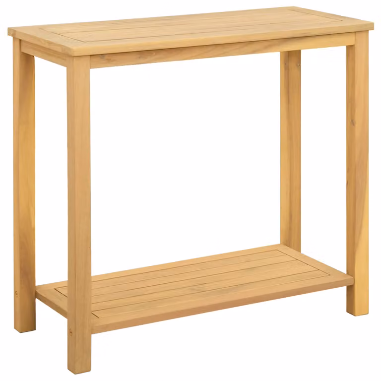vidaXL Tavolo consolle da giardino in legno di acacia color beige e marrone L: 80 cm, P: 35 cm, H: 75 cm