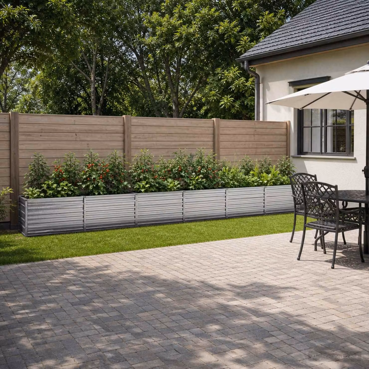 Letto rialzato da giardino vidaXL in acciaio galvanizzato Argento L: 480 cm, P: 40 cm, H: 55 cm