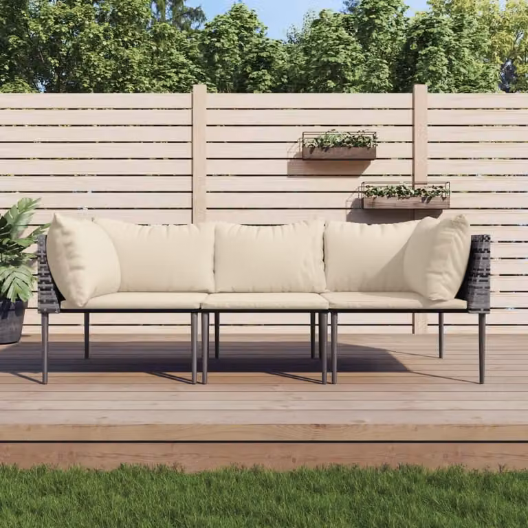 Maison Exclusive - Set da giardino 3 pezzi con cuscini grigio in polyrattan