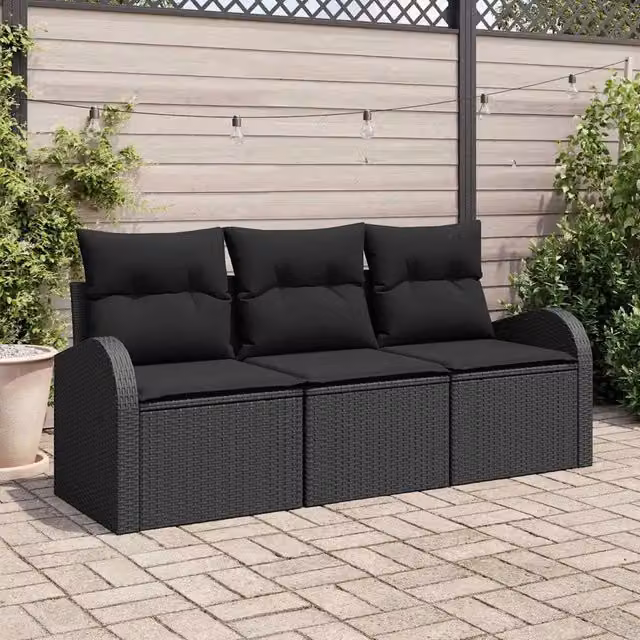 Set Divano da Giardino Nero polyrattan 3345903