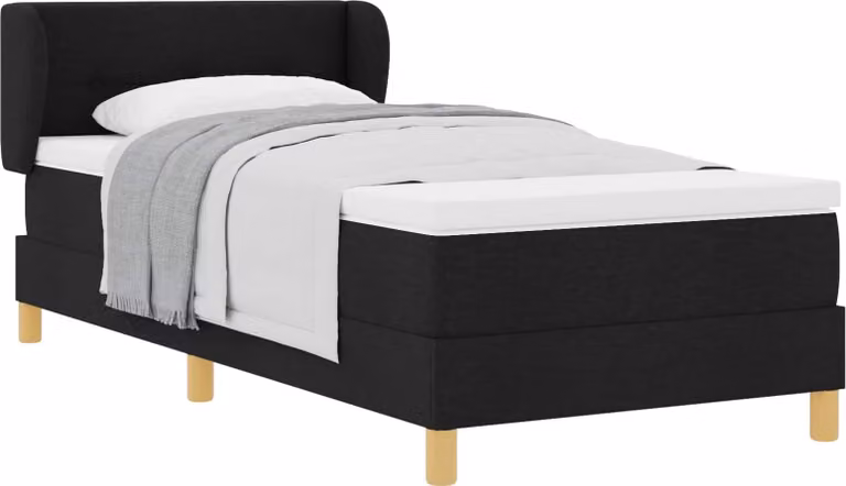 Letto a molle con materasso Nero 90 x 190 cm Tessuto