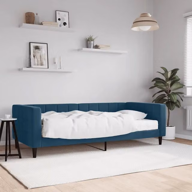 Divano Letto con Materasso-Sofa Letto-Daybed Blu 90x200 cm in Velluto 257433