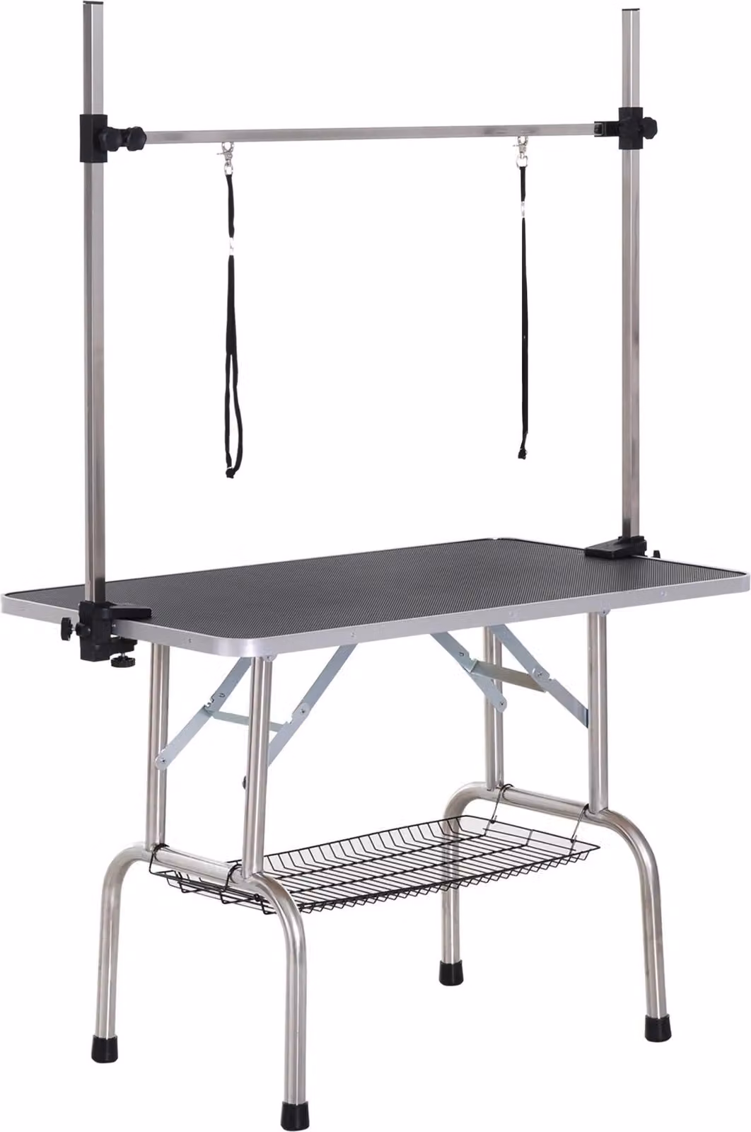 Tavolo da toelettatura per cani - Pieghevole - 107x60x170 cm - Legno e acciaio rivestiti in melamina - Per cani - Nero