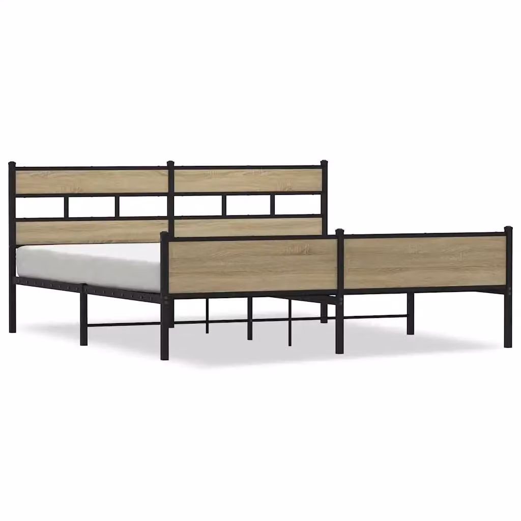 Giroletto in metallo vidaXL con doghe fisse in colore Rovere Sonoma, L: 180 cm, P: 200 cm, H: 91,5 cm – 2