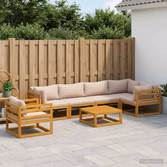 Set di divani 7 pz Naturale Legno di Acacia Massello 3417243