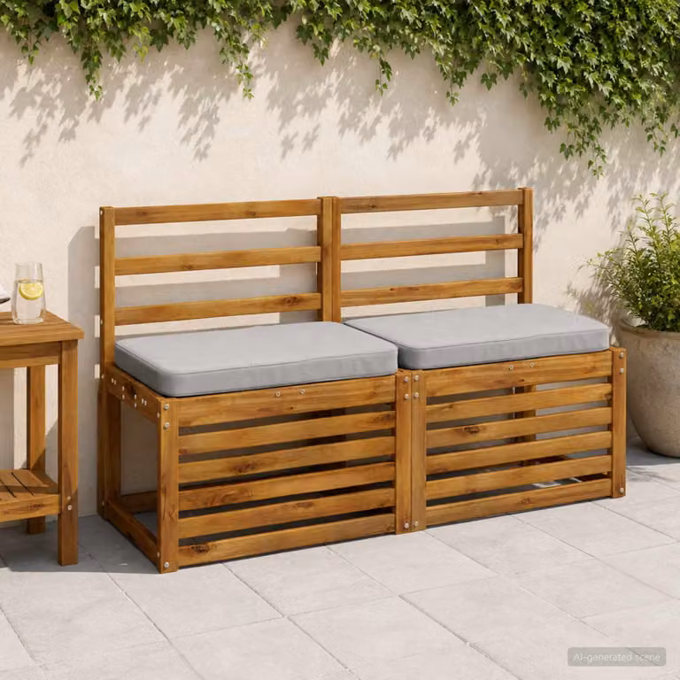 Set di 2 cuscini per panchina vidaXL in poliestere grigio con rivestimento rimovibile e resistente ai raggi UV