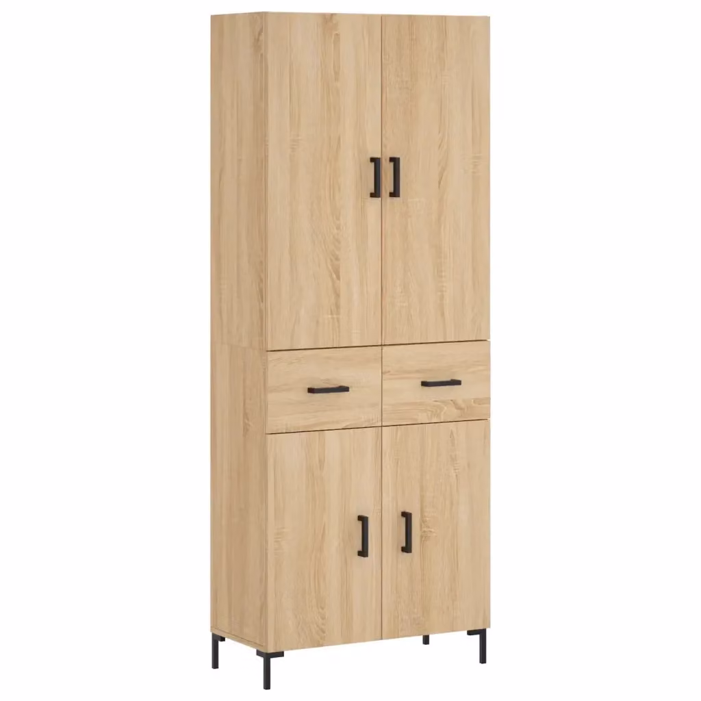 Credenza moderna vidaXL in legno e metallo color rovere, L: 69,5 cm, P: 34 cm, H: 180 cm – 2