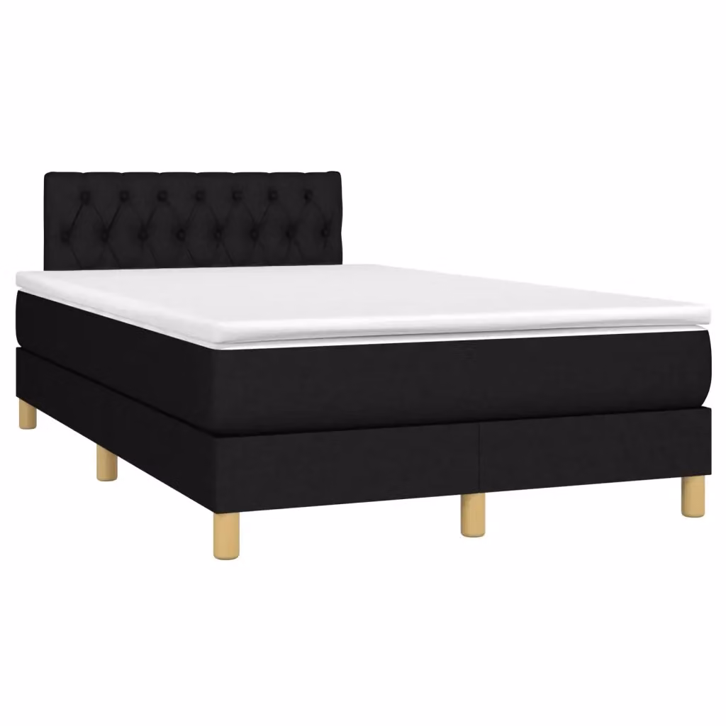 Letto Ibrido vidaXL con Giroletto a Molle e Materasso in Tessuto Nero e Bianco L/P/H: 120 x 200 x 88 cm – 2