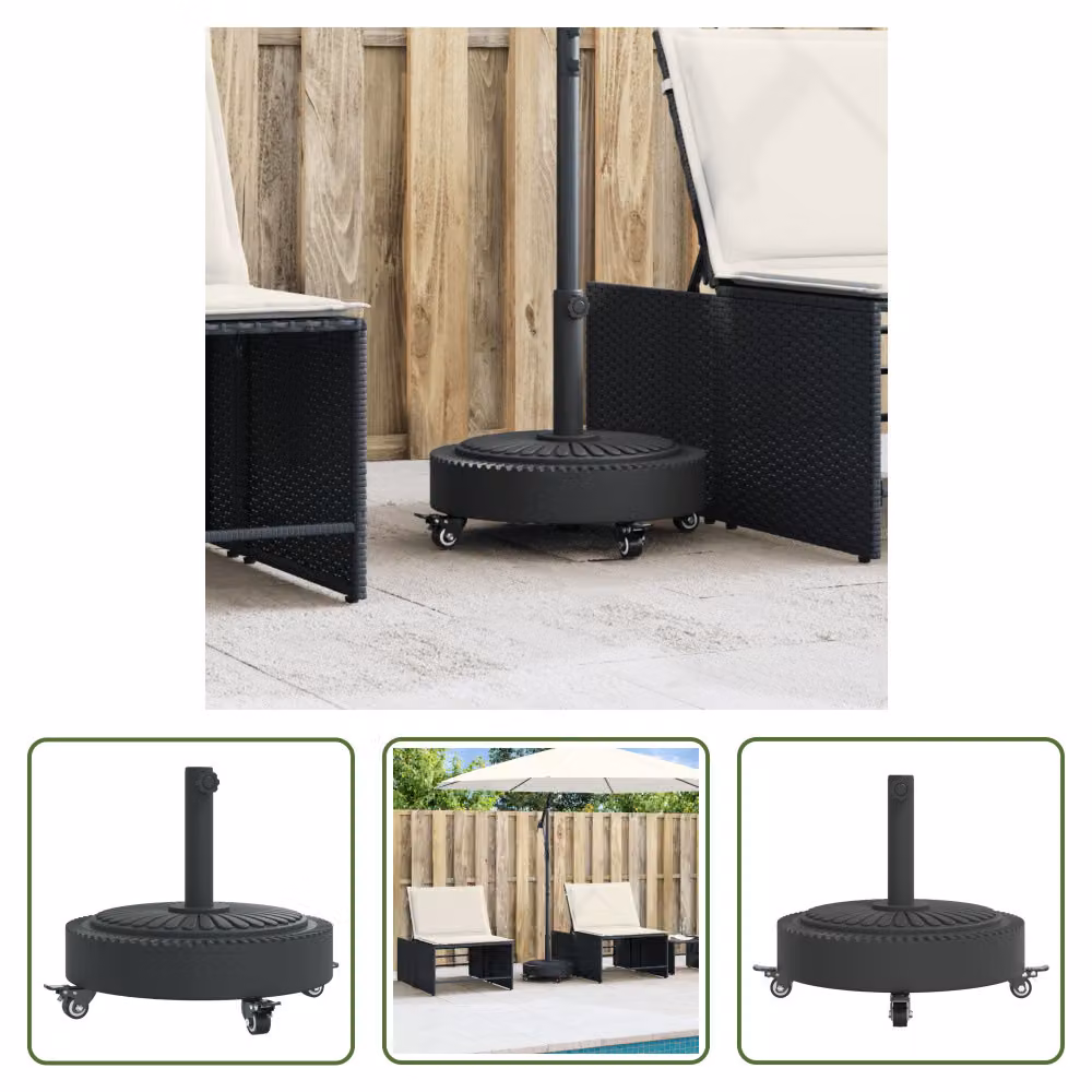 The Living Store Supporto per ombrellone con rotelle per palo Ø38/48 mm 27 kg rotondo