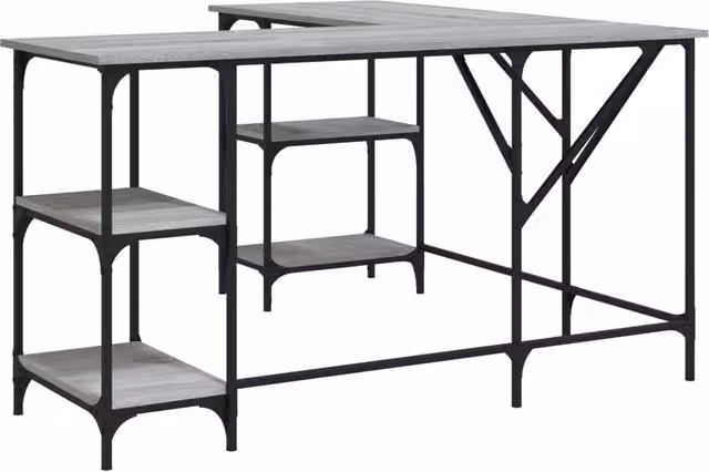 Scrivania Sonoma postazione computer mobile per computer scrivania da studio 139 x 139 x 75 cm legno ingegnerizzato grigio 02_0023948