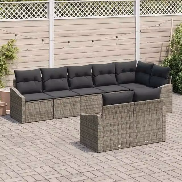 Set di divani 8 pz Grigio polyrattan 3346769