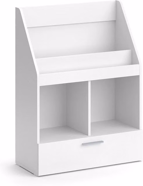 Libreria Vicco Bianco con pannello posteriore, design minimalista, L: 72 cm, H: 96,2 cm