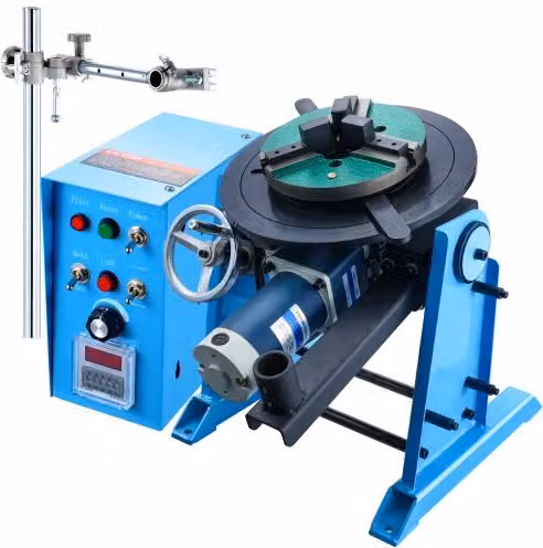 VEVOR Posizionatore Rotante per Saldatura Blu, Tavola Girevole 0-90° 0,5-6RPM 120W con Mandrino da 12,4 Pollici per Taglio, Rettifica e Assemblaggio, Capacità 50kg