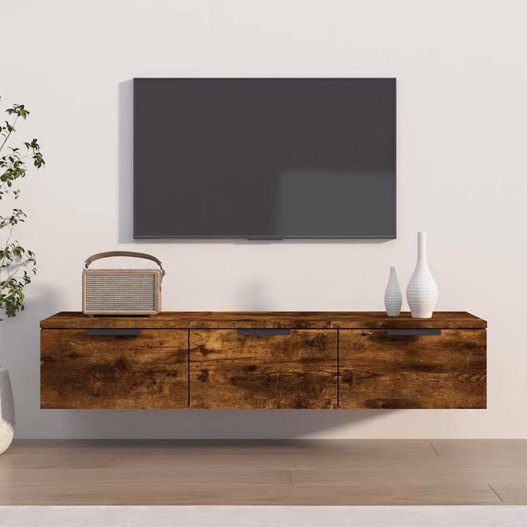 vidaXL Armadietto a Muro Moderno in Legno MDF Rovere Marrone con Cassetti L: 102 cm, P: 30 cm, H: 20 cm