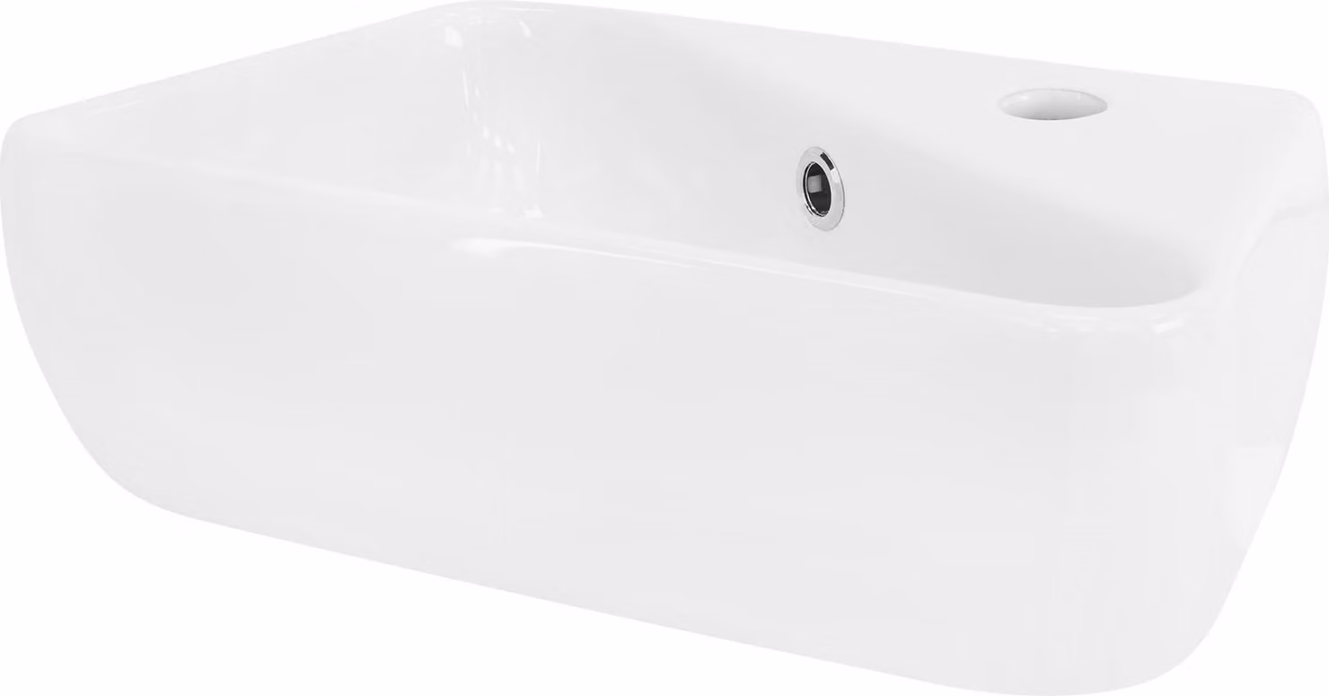 LuxeBath Lavabo Lavabo da appoggio Square, 45x27x13 cm, bianco, Vetroceramica, foro per rubinetto a destra