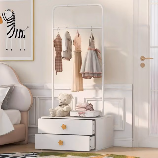 Appendiabiti per bambini con 2 cassetti bianco L: 70 cm, P: 55 cm, H: 168 cm