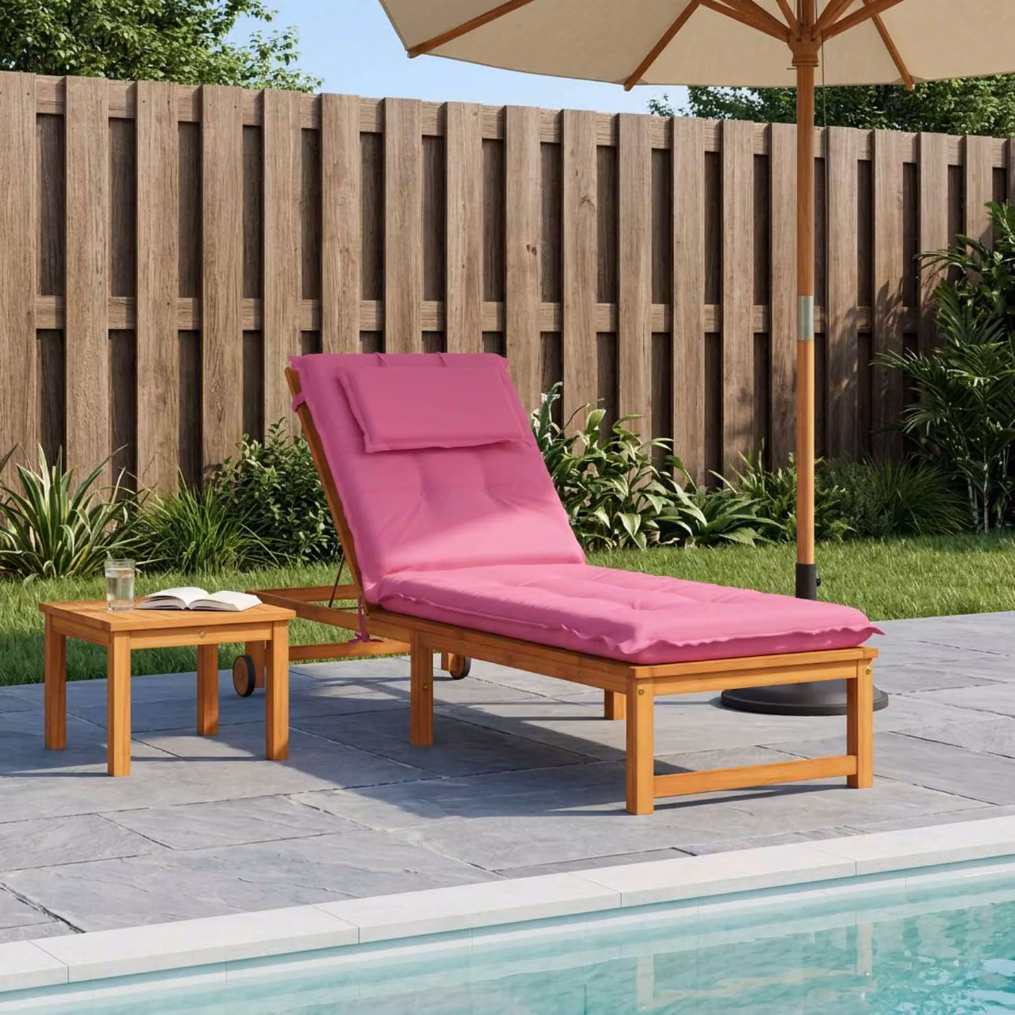 vidaXL Cuscino per Lettino GEMERT 100% Poliestere Rosa 190 x 50 x 9 cm