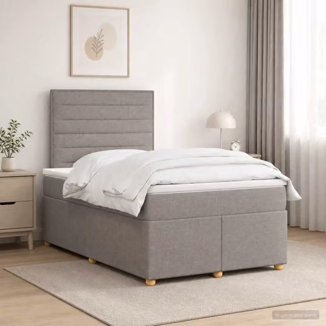Letto box spring con materasso Tortora 120 x 200 cm Tessuto 3455319