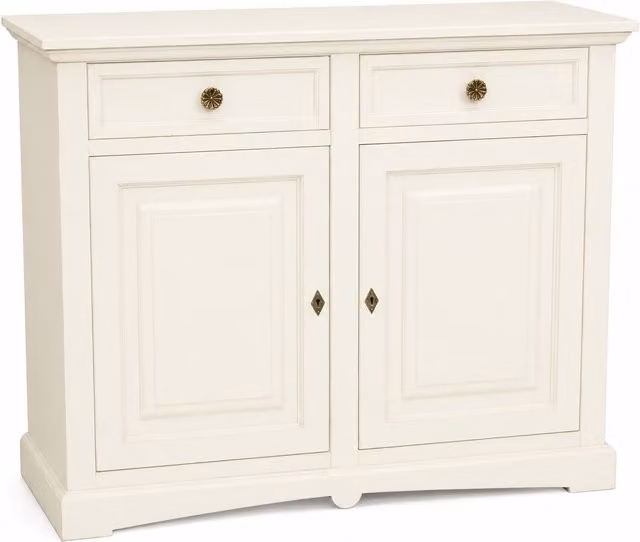 Credenza shabby chic in legno con 2 ante color avorio Mobili 2G L: 117 cm, P: 46 cm, H: 96 cm – 1