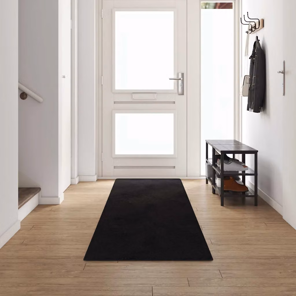 Runner in moquette vidaXL nero, moderno e antiscivolo, 100% polipropilene, L 80 cm x P 500 cm