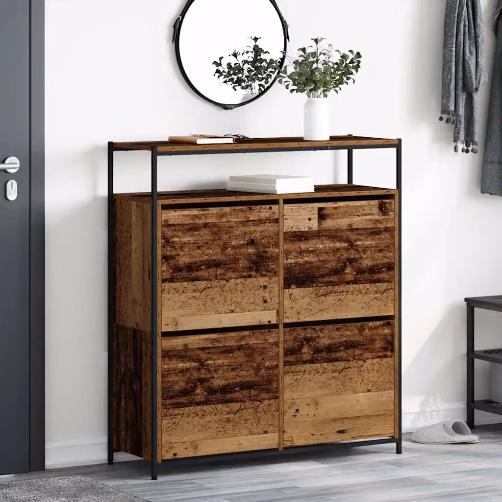 Mobile per scarpe vidaXL con ante in legno e metallo, L/P/H: 100 x 34 x 112 cm – 1