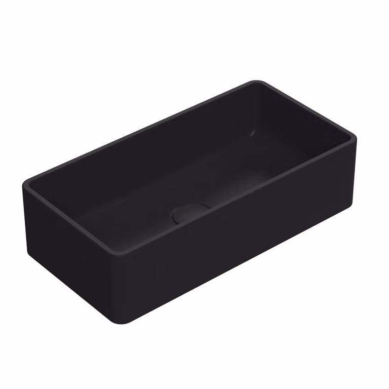Lavabo da Appoggio Rettangolare Moderno Nero Opaco 465x235mm