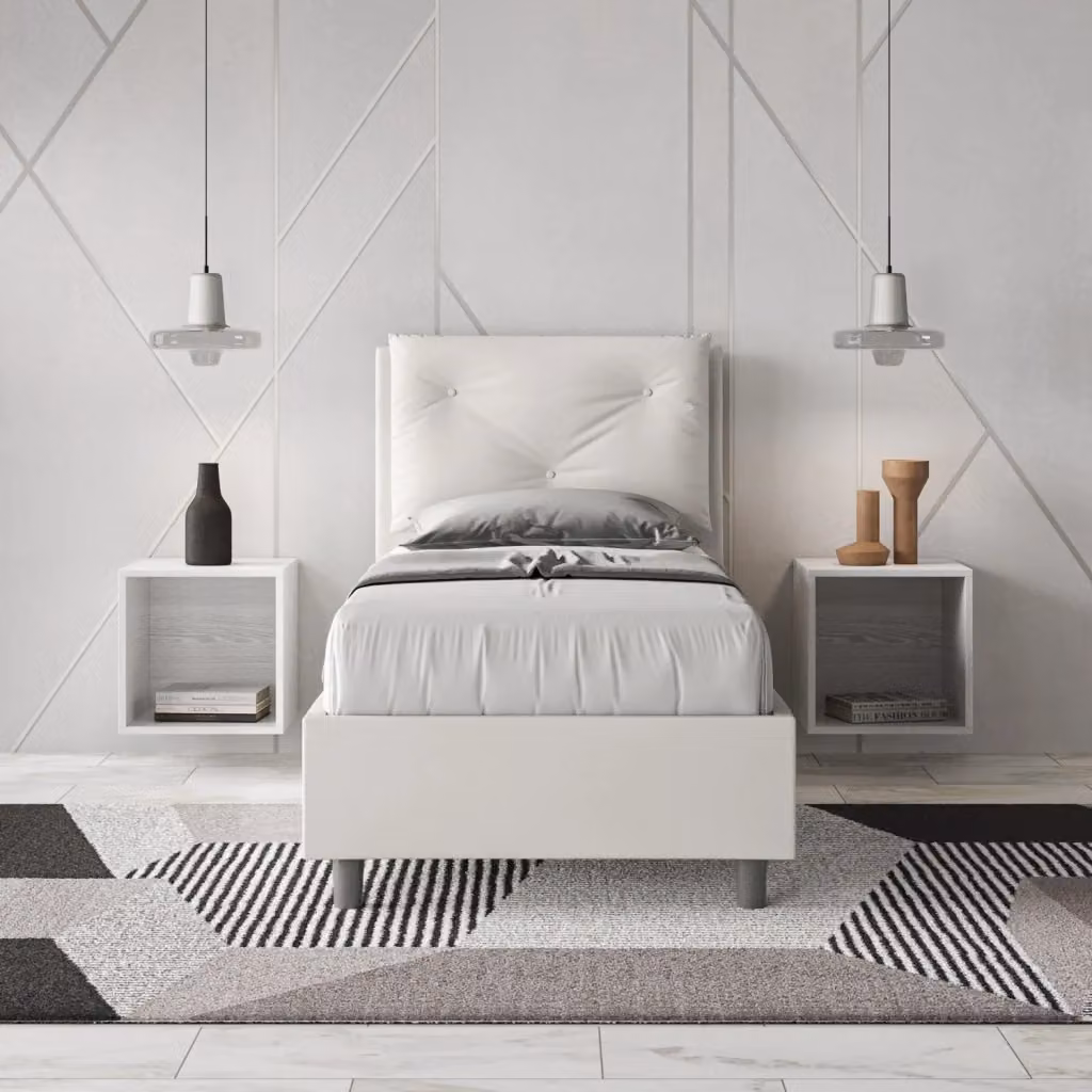 Letto Singolo con Contenitore a Alzata GIORDANOSHOP Bianco L 80 x P 190 cm – 2