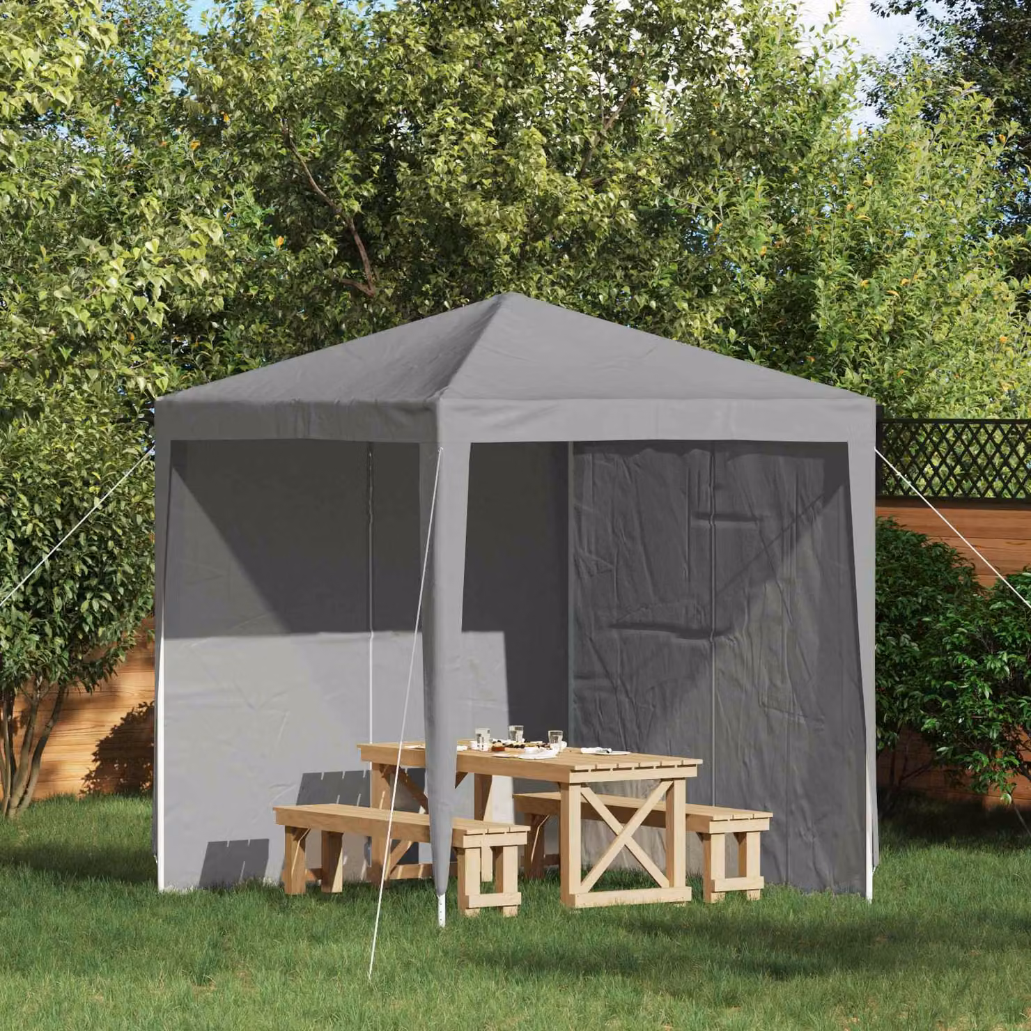 Set di 2 pareti per tenda da festa vidaXL, Grigio Chiaro, L: 200 cm, H: 195 cm