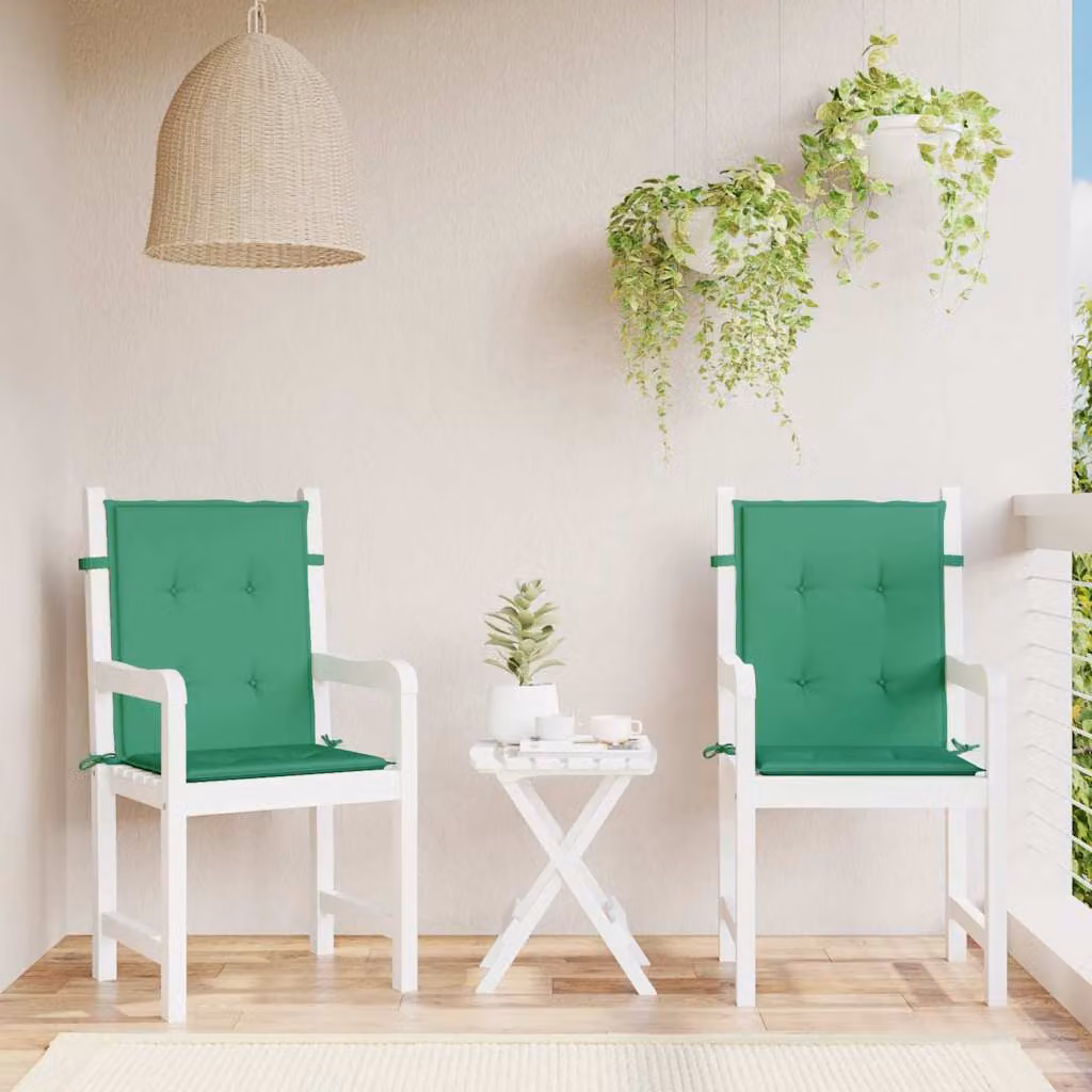 Set di 2 cuscini per sedie da giardino vidaXL verdi, impermeabili e traspiranti, L 100 cm x P 50 cm x H 3 cm
