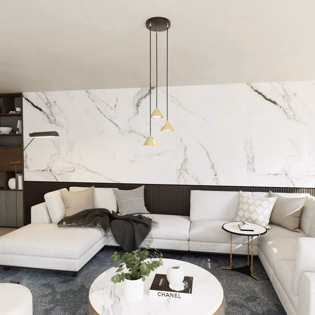 Lampada a sospensione moderna Ulisse Luceart-Classic con 3 luci rotonde in metallo nera e oro con altezza regolabile – 2