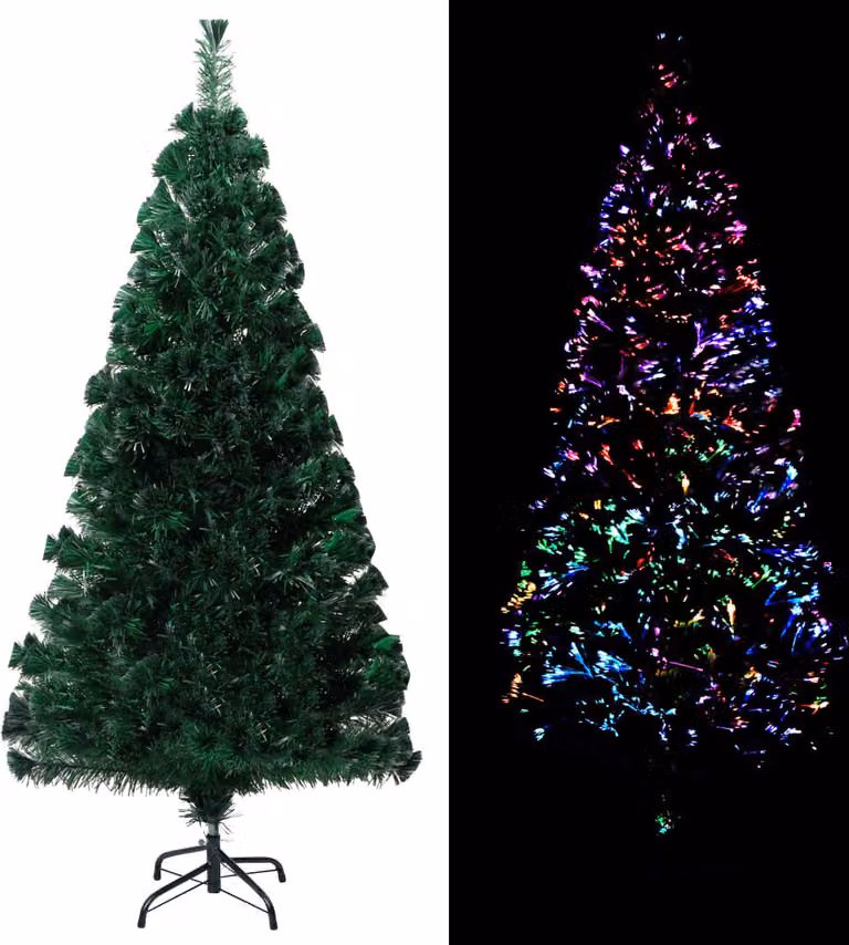 The Living Store Albero di Natale artificiale con supporto verde 150 cm in fibra ottica