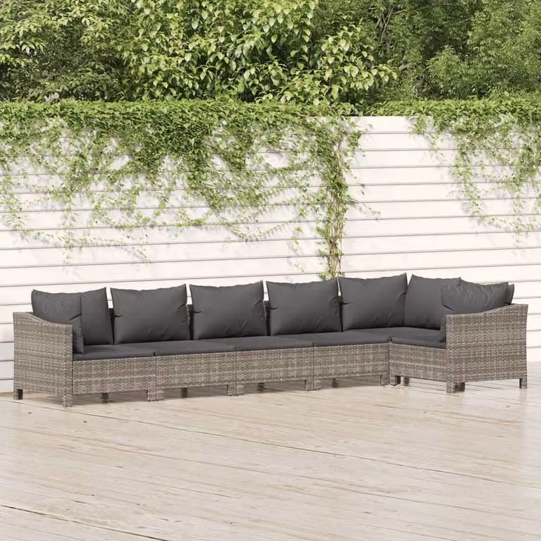 Maison Exclusive - Set Divani da Giardino 6 pz con Cuscini in Polyrattan Grigio