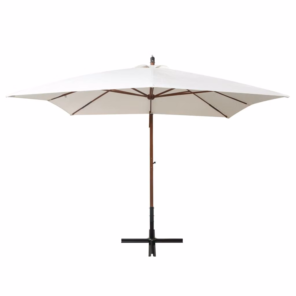 vidaXL Ombrello semaforo 300x300 cm palo di legno bianco